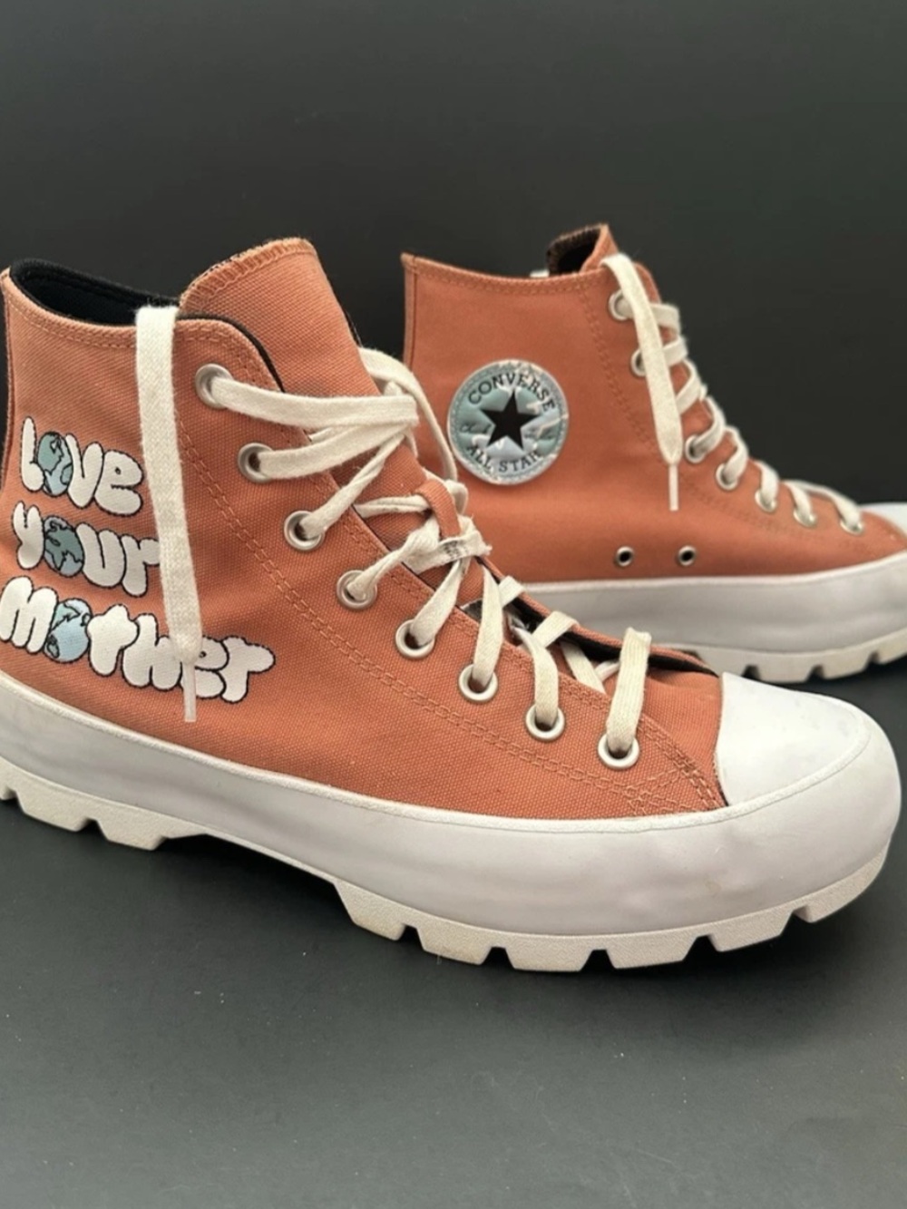Converse High Top Lugged Sneakers - Rust and White